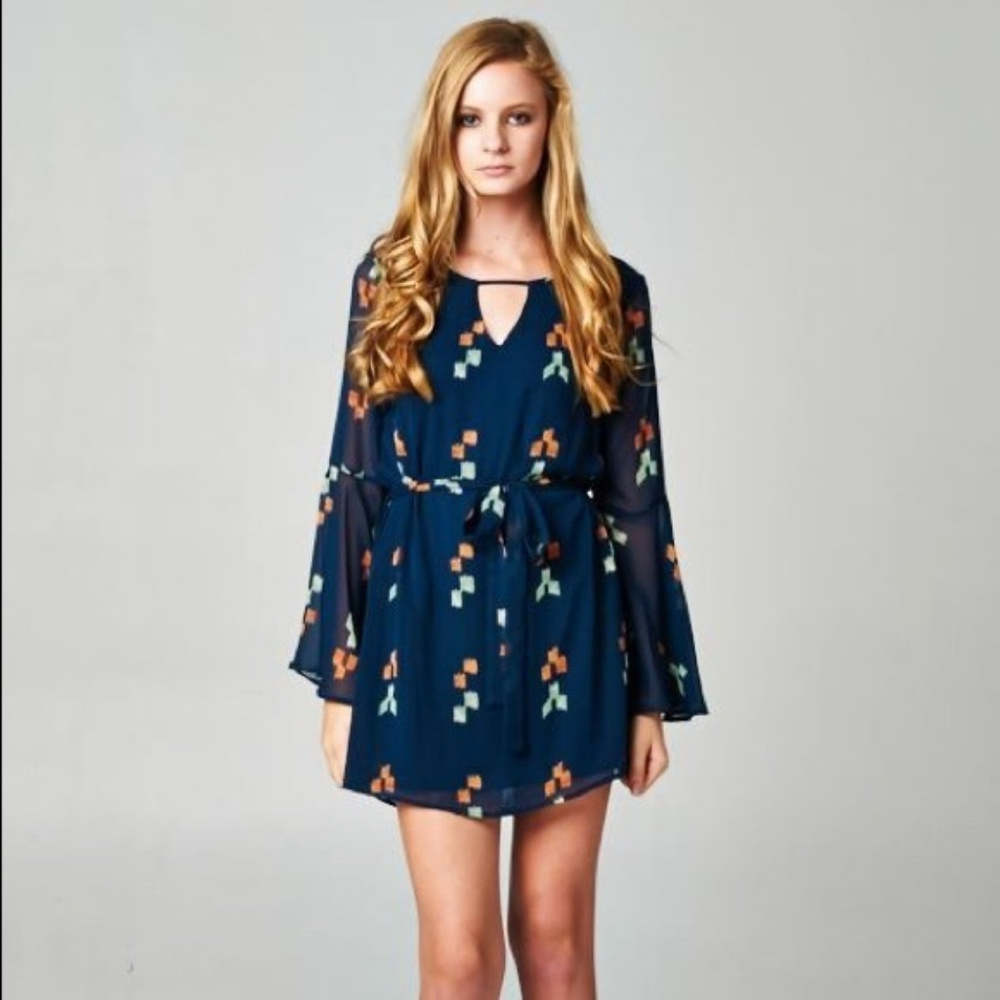 Blue Geo Print Dress